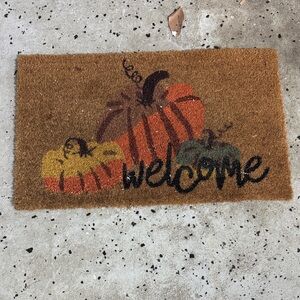 Welcome Pumpkin Doormat - Brown, Yellow, Orange